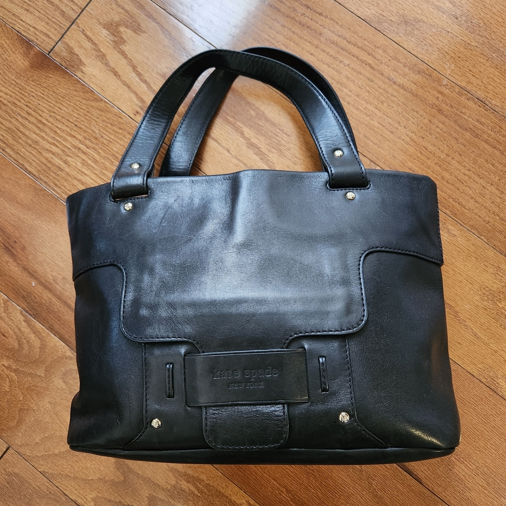 Vintage Kate Spade Black Leather Savona Malea Tote Bag Satchel